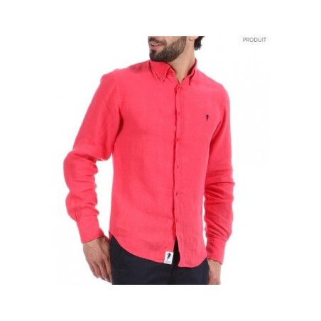 Chemise homme 100 % Lin Rugby Essentiel Ruckfield fuchsia