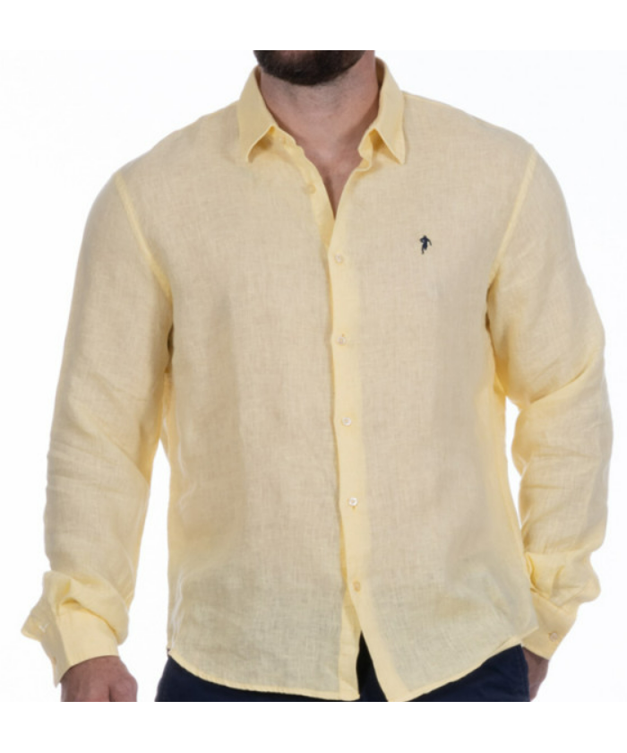 CHEMISE LIN MANCHES LONGUES JAUNE FONCÉ