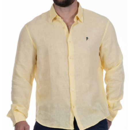 CHEMISE LIN MANCHES LONGUES JAUNE FONCÉ