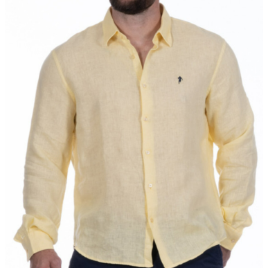 CHEMISE LIN MANCHES LONGUES JAUNE FONCÉ