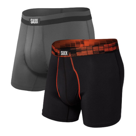 BOXER SPORT MESH SAXX UNDERWEAR NOIR ORANGE ET GRIS