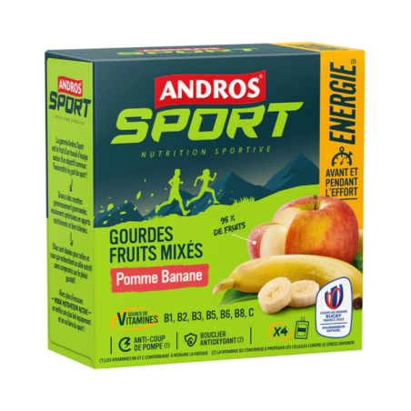 GOURDES DE FRUITS MIXÉS VITAMINÉES POMME - BANANE 4X90G