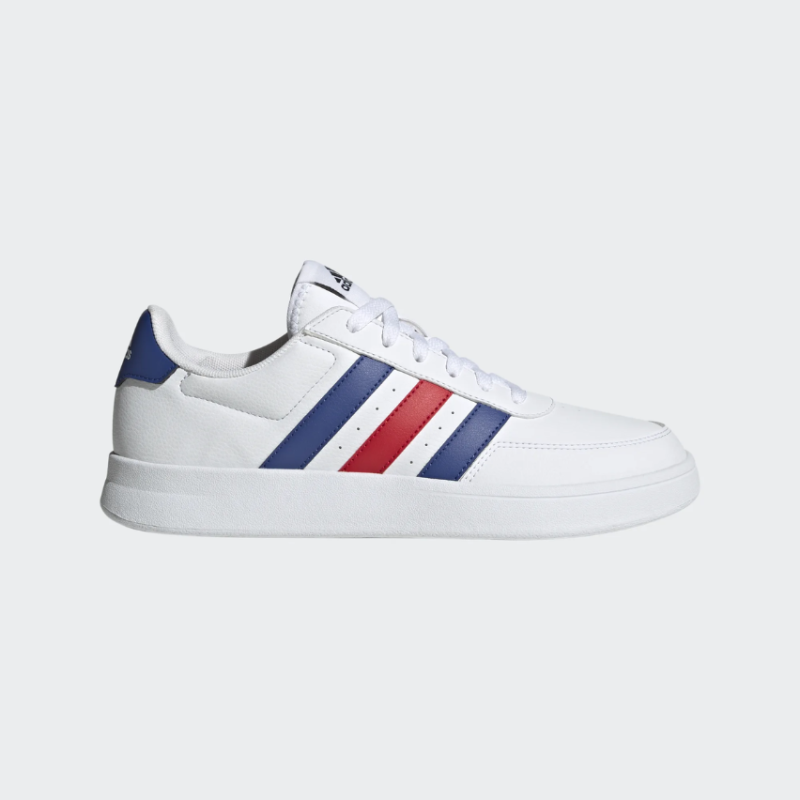 Chaussures Adidas Blanches - Bandes bleues et rouges