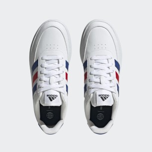 Chaussures Adidas Blanches - Bandes bleues et rouges