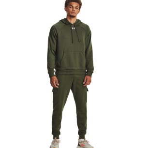 Sweat à capuche UA Rival Fleece kaki pour homme