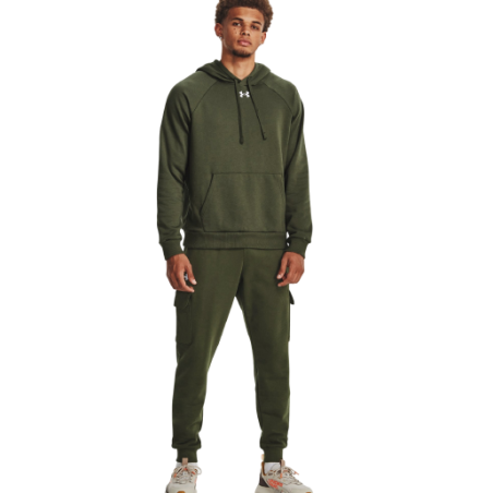 Sweat à capuche UA Rival Fleece kaki pour homme