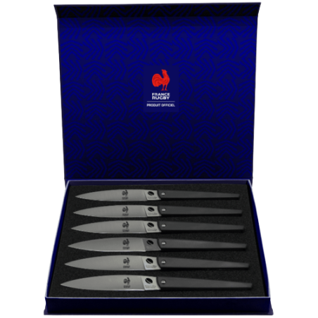 COFFRET DE 6 COUTEAUX DE TABLES FRANCE RUGBY x OVALIE