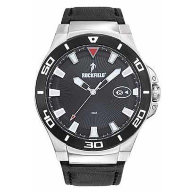 MONTRE RUCKFIELD ACIER CUIR NOIR