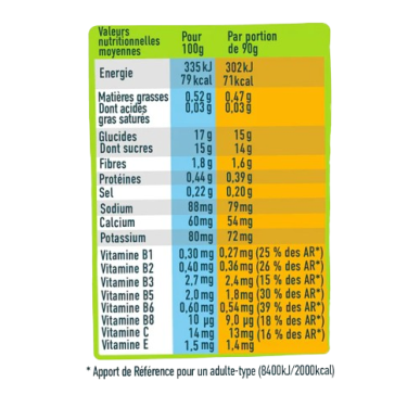 GOURDES DE FRUITS MIXÉS VITAMINÉES POMME - MANGUE - FRUITS DE LA PASSION 4X90G