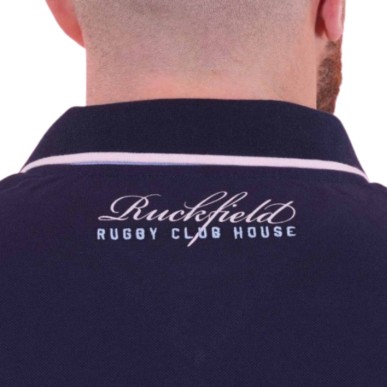 Polo Ruckfield à manches courtes RIB bleu et rose Members Club House Rugby