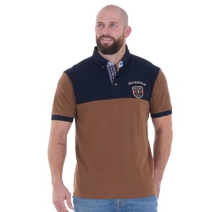 Polo à manches courtes Ruckfield Selected Rugby beige foncé