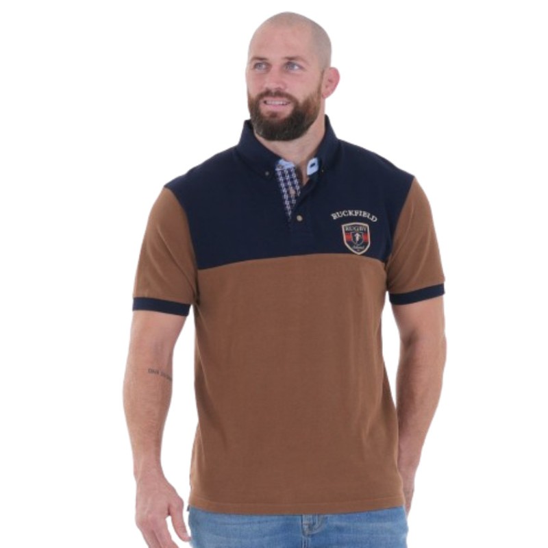 Polo à manches courtes Ruckfield Selected Rugby beige foncé