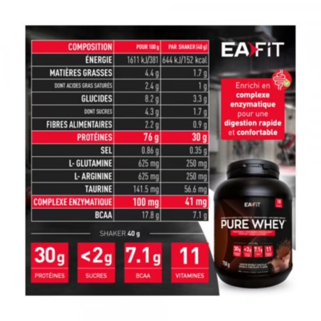 EAFIT Pure Whey Double Chocolat 850gr