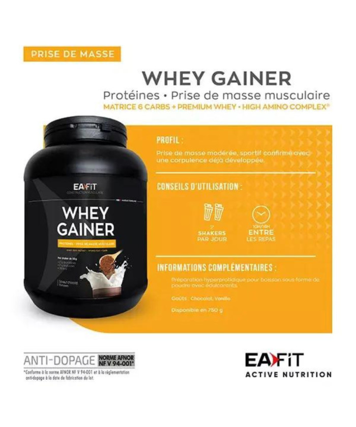 EAFIT Whey Gainer Chocolat 750g