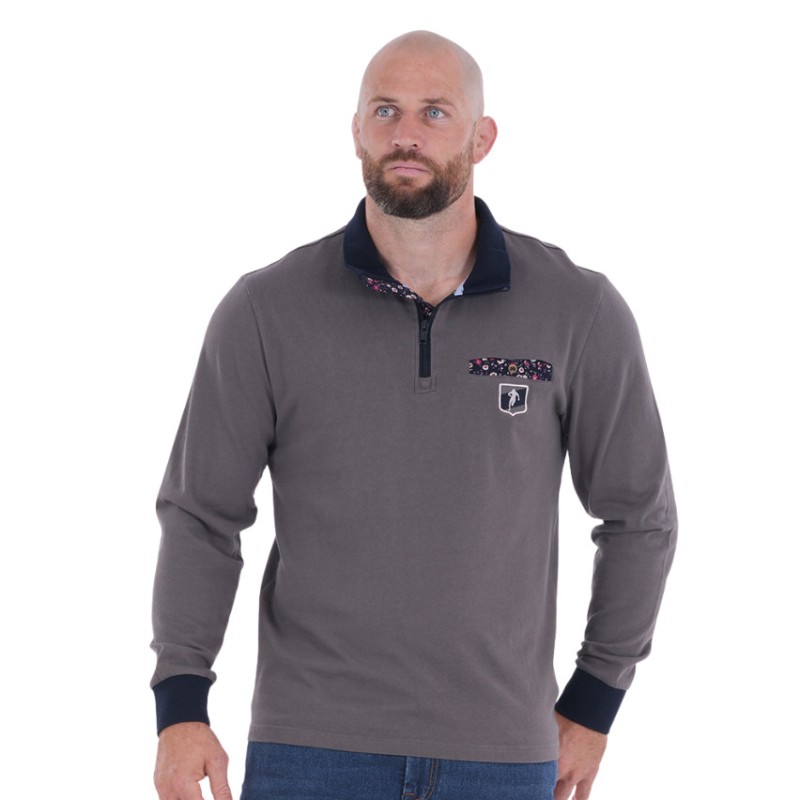 Polo quart zip gris Ruckfield