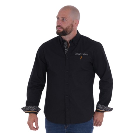 Chemise Noire à Manches Longues Ruckfield "Maison de Rugby" – Élégance Sportive