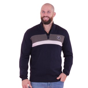 Pull Ruckfield Bleu Marine à Col Zippé