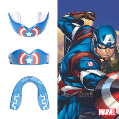 Protège-dents SafeJawz® Marvel - Design Captain America pour adultes et enfants