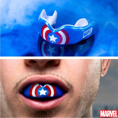 Protège-dents SafeJawz® Marvel - Design Captain America pour adultes et enfants