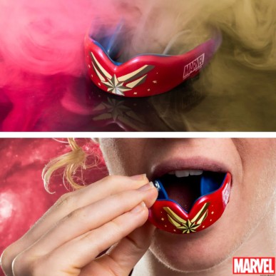 Protège-dents SafeJawz® Marvel - Design Captain Marvel pour adultes et enfants