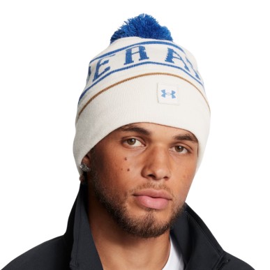 Bonnet à Pompon Blanc et Bleu Under Armour – Confort et Style pour l'Hiver