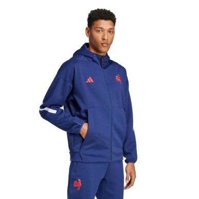 Veste à capuche zippée du XV de France 2024-2025 en Bleu Marine