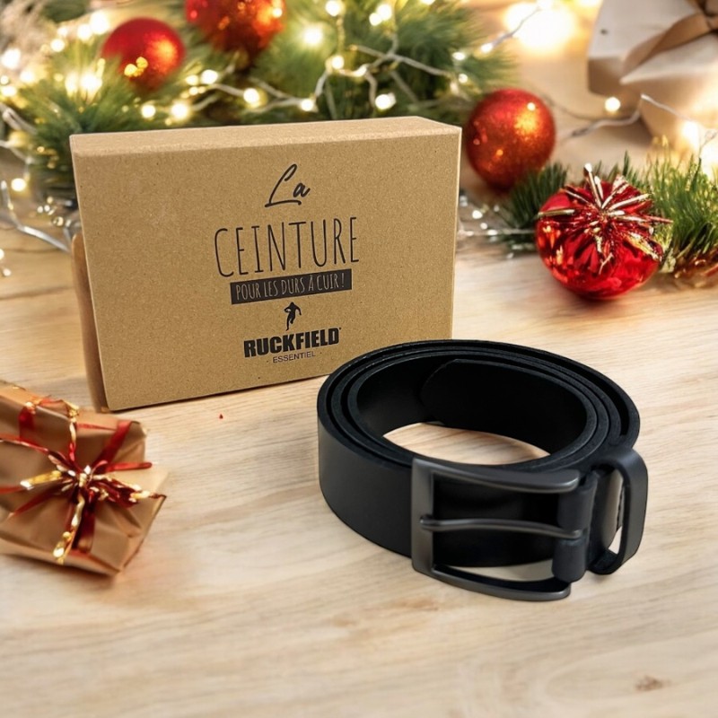 Ceinture en Cuir Ruckfield Noir et Porte-clés