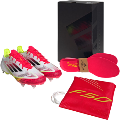 Crampons F50 ELITE SG Blanc/Rouge/Jaune | Rugby Approved Perpignan