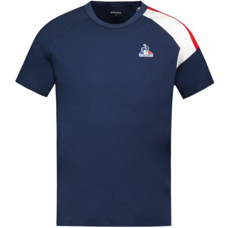 T-shirt Le Coq Sportif Bleu Marine Épaule Tricolore | Rugby Approved Perpignan