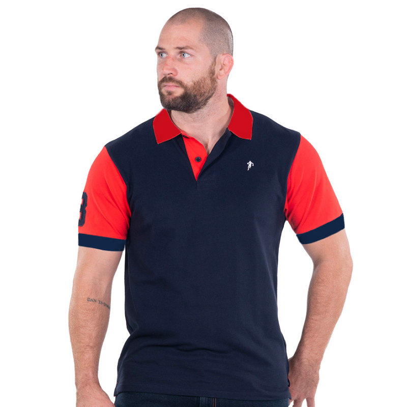 Polo Ruckfield Bleu marine et Rouge