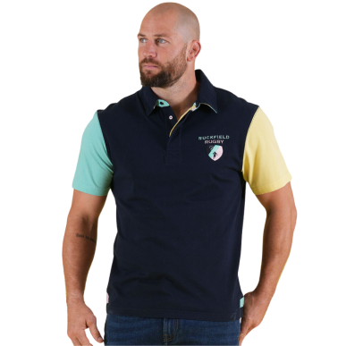 Polo Manches Courtes Ruckfield Rugby Club Bleu Marine et Coloré | Rugby Approved Perpignan