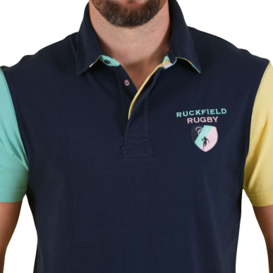 Polo Manches Courtes Ruckfield Rugby Club Bleu Marine et Coloré | Rugby Approved Perpignan