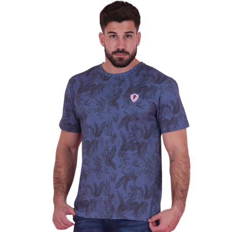 T-shirt Ruckfield Fleurs de Rugby Bleu | Rugby Approved Perpignan