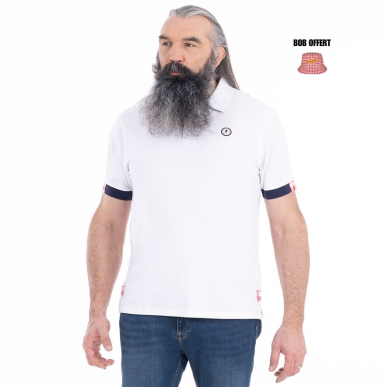 Polo Homme Ruckfield x Cochonou – Blanc Manches Courtes