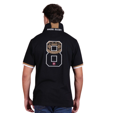 Polo Ruckfield Maori Noir Manches Courtes | Rugby Approved Perpignan