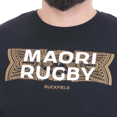 T-shirt Ruckfield Maori Noir Manches Courtes | Rugby Approved Perpignan