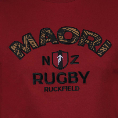 T-shirt Ruckfield Maori Rouge Foncé Manches Courtes | Rugby Approved Perpignan