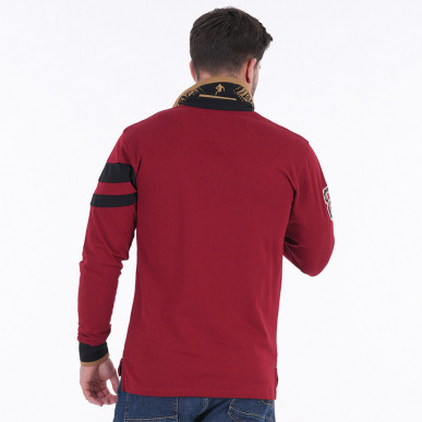 Polo manches longues Ruckfield rouge foncé Maori Rugby | Rugby Approved Perpignan