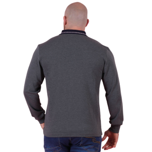 Polo à manches longues Ruckfield gris chiné clair Members Club House