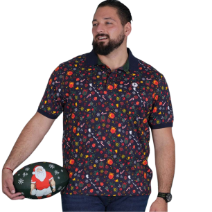 Polo Ruckfield Noël manches courtes festif et original | Rugby Approved Perpignan