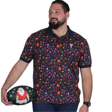 Polo Ruckfield Noël manches courtes festif et original | Rugby Approved Perpignan