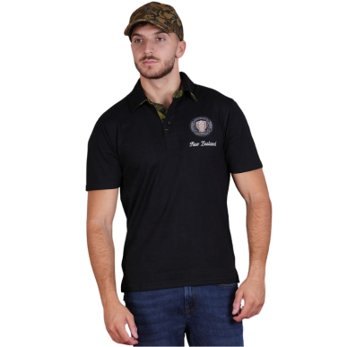 Polo Ruckfield Noir manches courtes New Zealand Army | Rugby Approved Perpignan