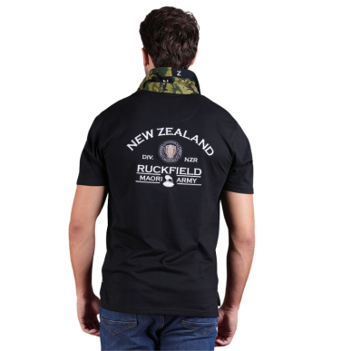 Polo Ruckfield Noir manches courtes New Zealand Army | Rugby Approved Perpignan