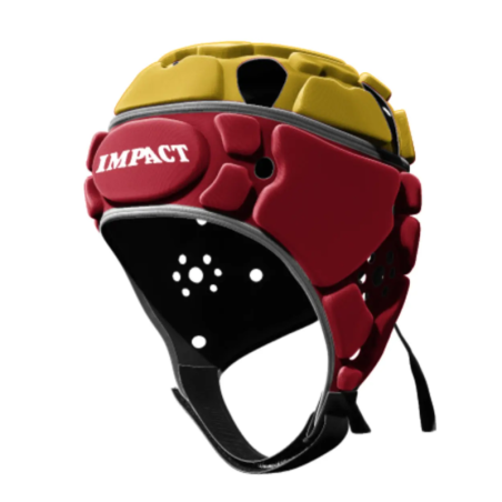 Casque d’impact rouge et jaune | Rugby Approved Perpignan