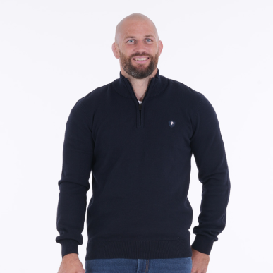 Pull demi-zip Ruckfield bleu marine | Rugby Approved Perpignan