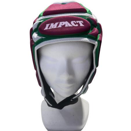 Casque Rugby Impact Rose Vert et Blanc | Rugby Approved Perpignan