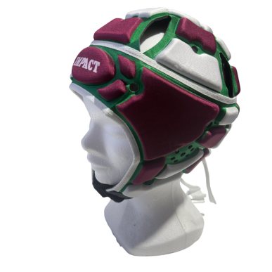 Casque Rugby Impact Rose Vert et Blanc | Rugby Approved Perpignan