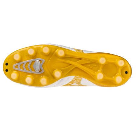Crampons Mizuno Morelia Neo IV Pro FG Blanc et doré