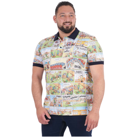 Polo manches courtes Ruckfield x Astérix imprimé BD | Rugby Approved Perpignan