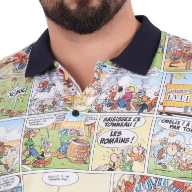 Polo manches courtes Ruckfield x Astérix imprimé BD | Rugby Approved Perpignan